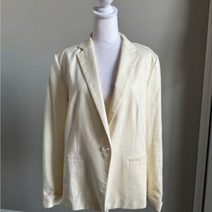 LOFT Cream Linen Blend Blazer Size 12